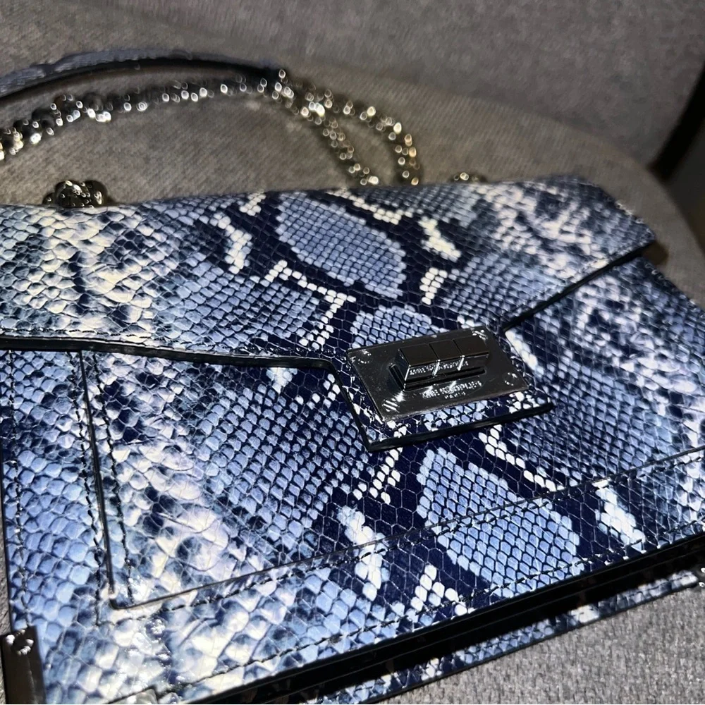 The Kooples Emily Chain Leather Bag Snakeskin Look HTF Color (0059) - Picture 9 of 17